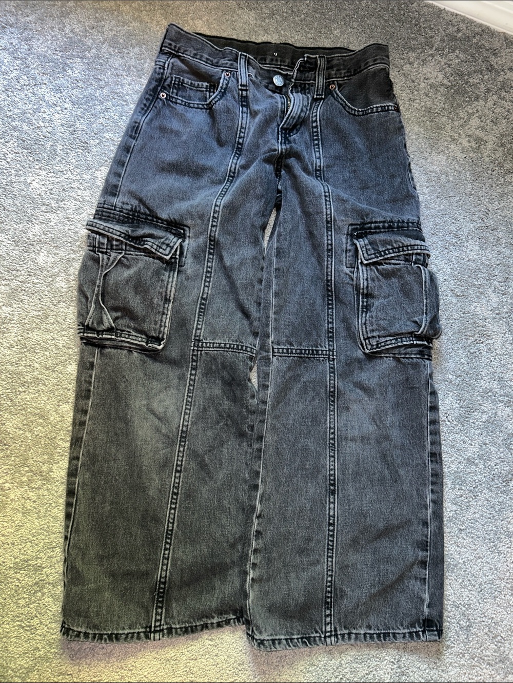 Black Cargo Panel Jeans for boys